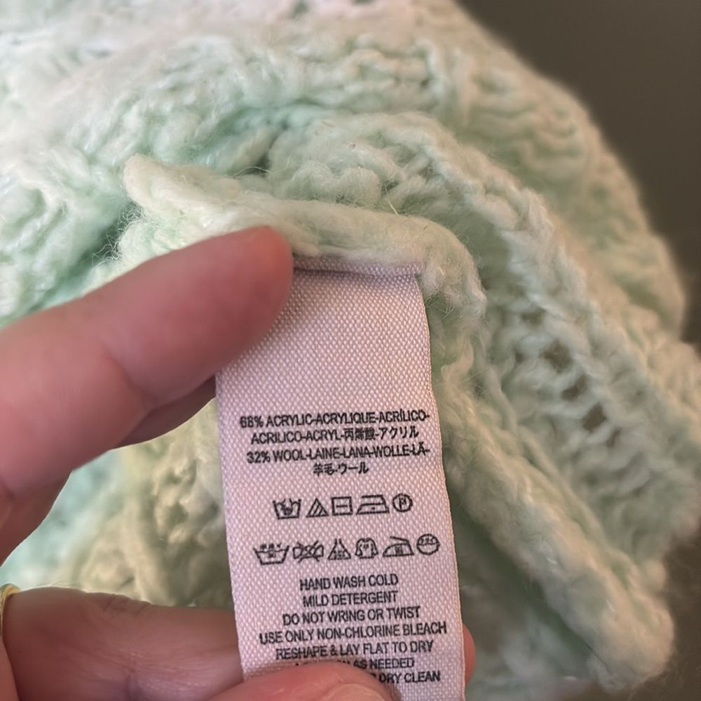 Free People Crashing Waves Pullover Sweater Oversized Wool Blend Mint Knit Sz S - Picture 5 of 8